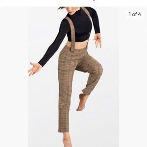 Balera Plaid Overall Pocket Pants Brown contemporary lyrical dance costume
